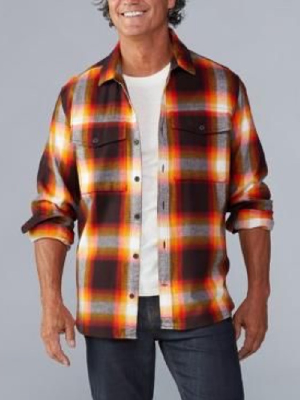 REI Co-op Wallace Lake Plaid Long Sleeve Flannel Shirt-Red/Yellow/Gray-Men Large